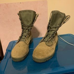 Green Belleville work boots, green